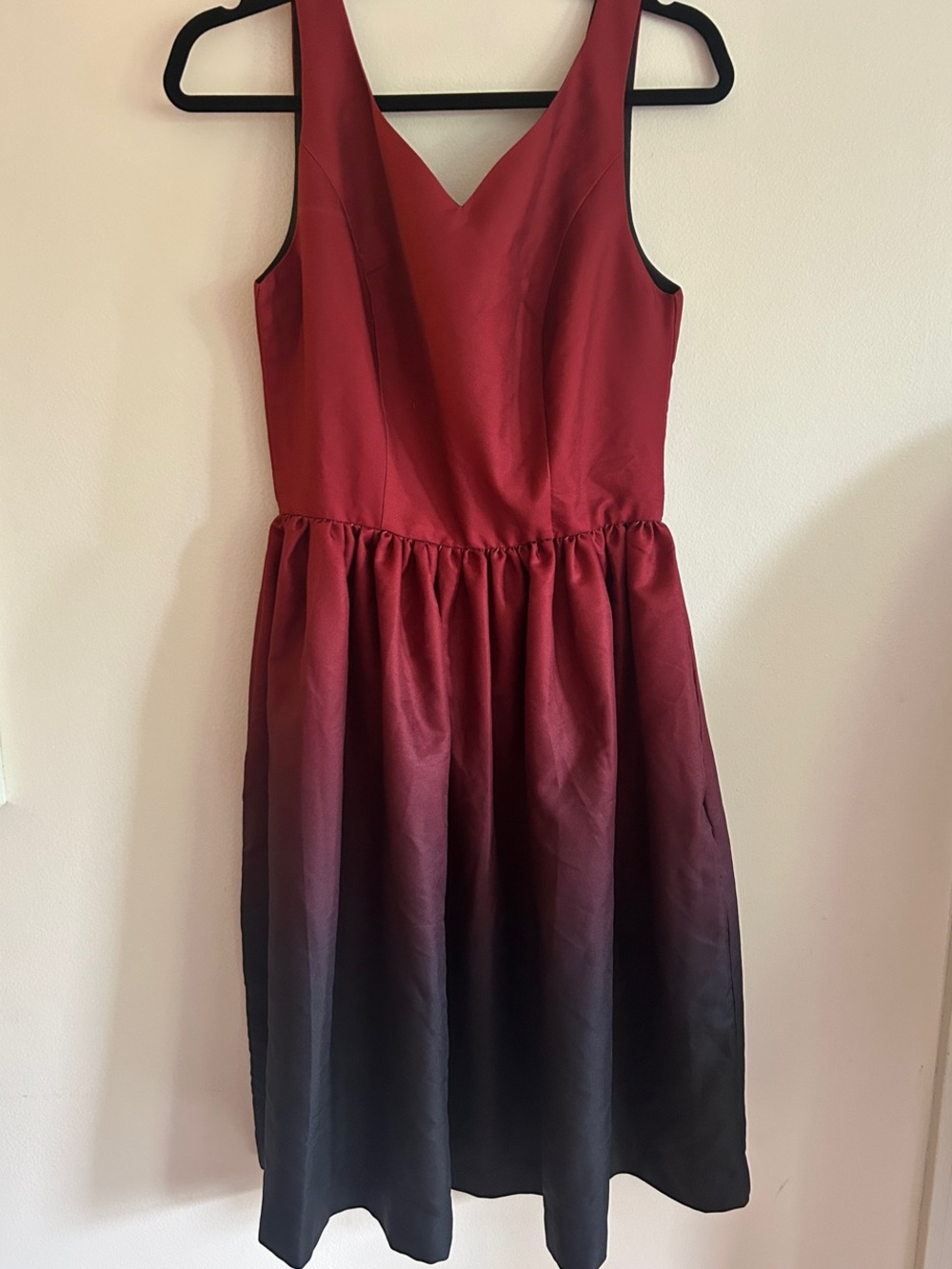 Unique Vintage Red to Black Ombre Sleeveless Dress